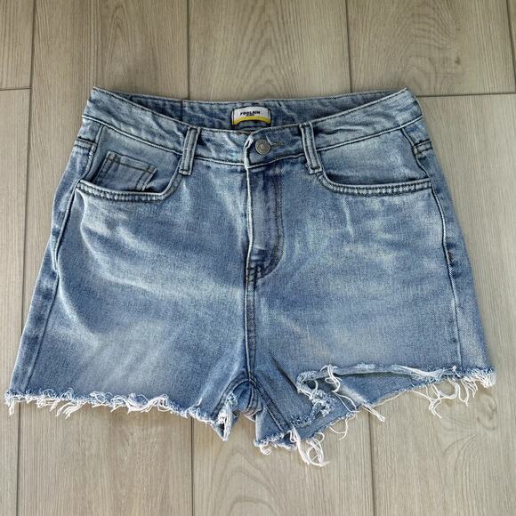 Poclain Jeans cut off raw hem denim jeans shorts Korean fashion medium 28 - Picture 1 of 5